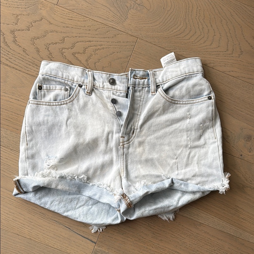 Rip Curl Blue Jean Shorts Distressed Casual Style
